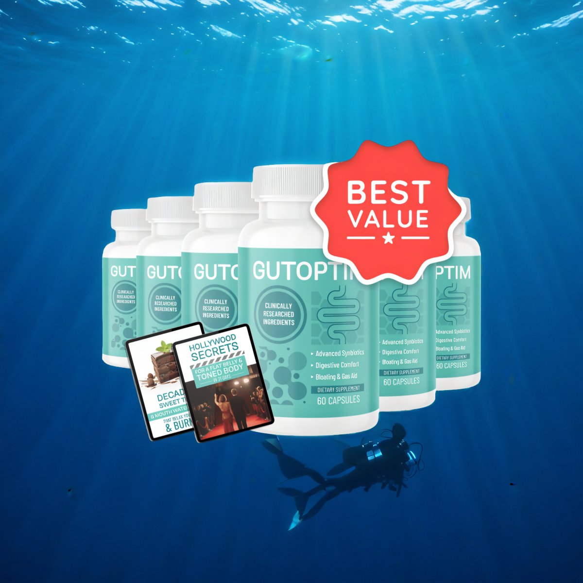 GutOptim - 6 Bottles + 2  Ebooks